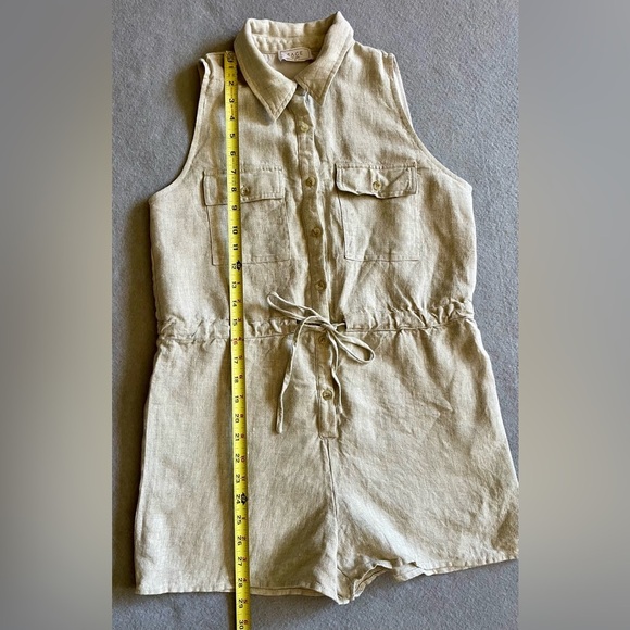 Sage The Label Linen Romper 🌾 Size Small Tan 100% Linen - Picture 4 of 5